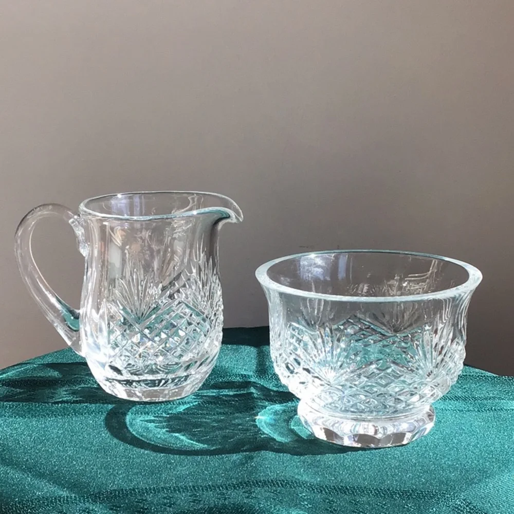 Wedgwood Crystal Sugar Bowl and Creamer Set‎ Vintage